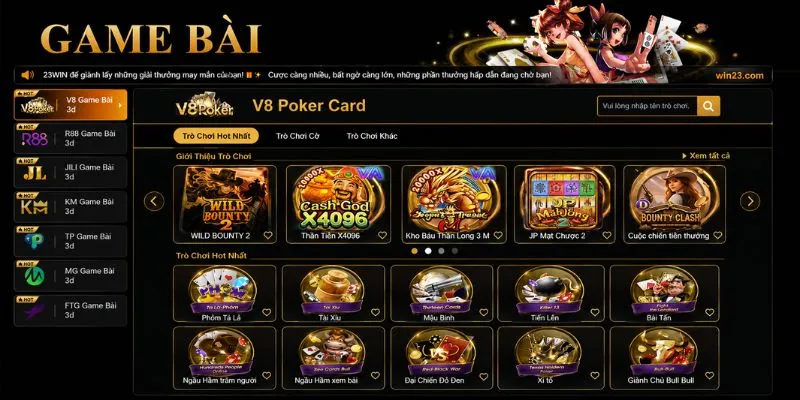 Trang chủ 44 23WIN mang đến sảnh Game bài với nhiều trò chơi đổi thưởng và phòng cược đa dạng